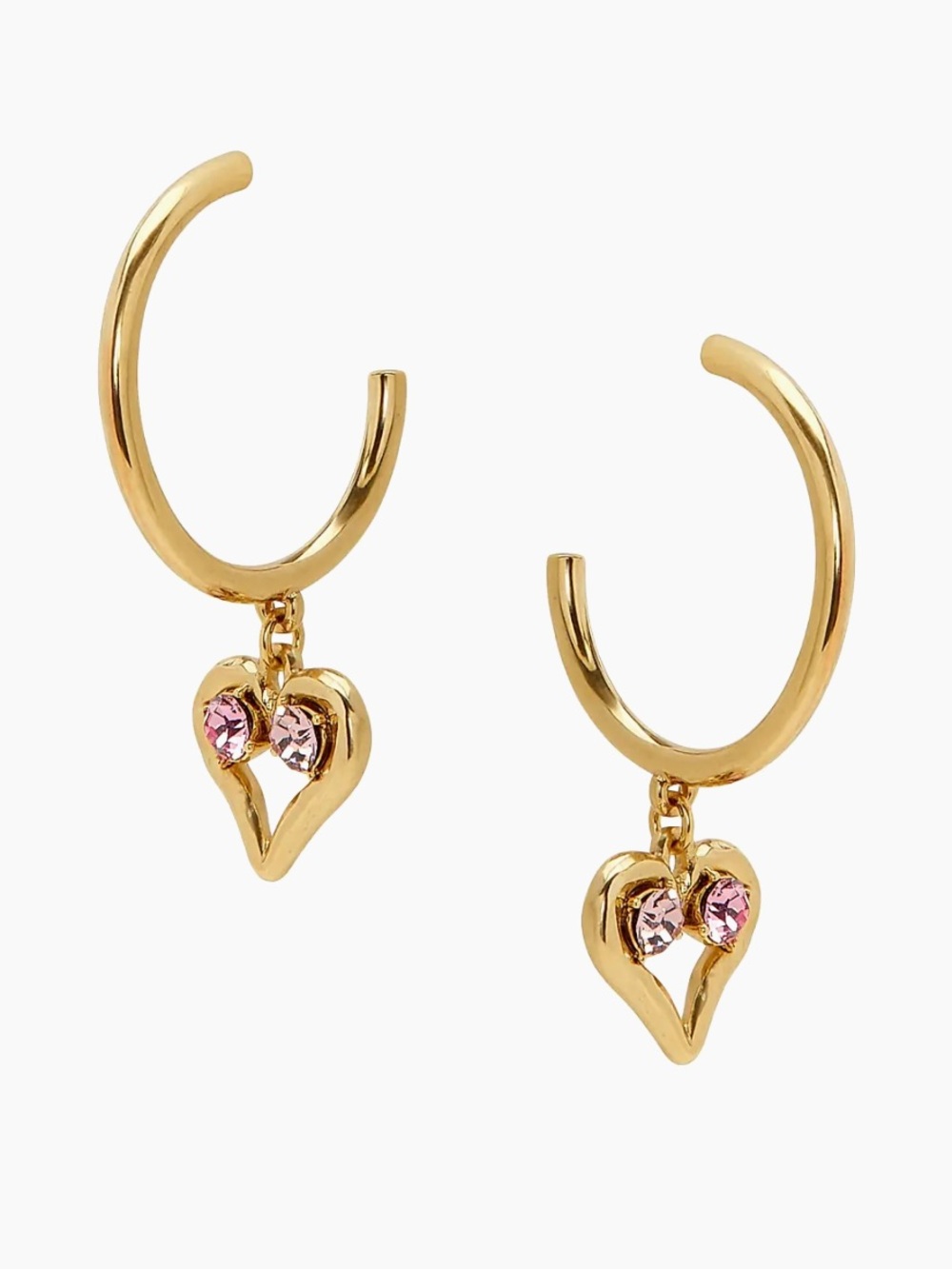 Oscar de la Renta 14K-Gold-Plated & Glass Crystal Heart Drop Earrings